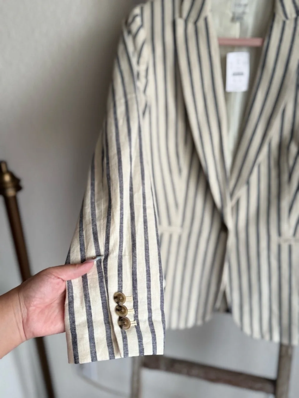 J. Crew Cream & Navy Striped Blazer